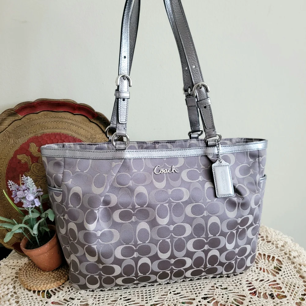 Coach Gray Signature Tote Bag